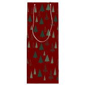 Groene kerstbomen wijn cadeautas (Achterkant)