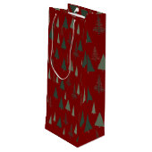 Groene kerstbomen wijn cadeautas (Achterkant Gekanteld)