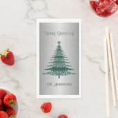 Groene Kerstboom Aangepaste Naam Zilveren Folie Servet (Insitu)