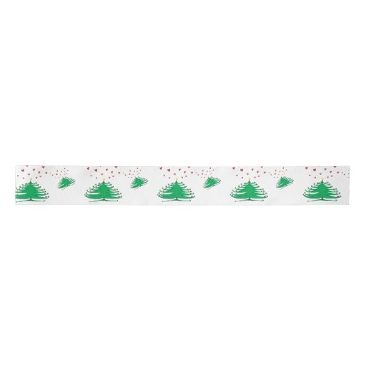 Groene Kerstboom Brede Satijnen Lint, 2 Yard Lint (Voorkant)