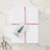 Groene kerstboom cadeaulabel (Met Touw)