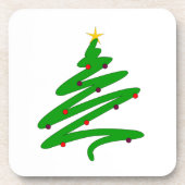 Groene kerstboom Doodle Bier Onderzetter (Voorkant)