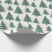 Groene kerstboom en gouden faux-glitter-patroon cadeaupapier (Hoek)