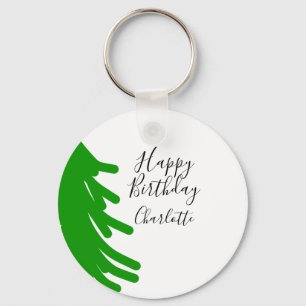 Groene kerstboom gelukkige verjaardag december win sleutelhanger