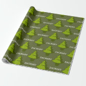 Groene kerstboom gepersonaliseerde gift cadeaupapier (Uitgerold)