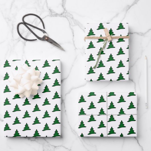Groene kerstboom inpakpapier vel (Voorkant)
