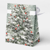 Groene Kerstboom Kleurrijke Ornamenten Witte Sneeu Bedankdoosjes (Achterkant)