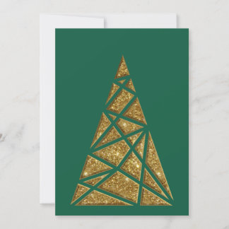 Groene Kerstboom met Gouden Kerstkaart Plat Notitiekaartje