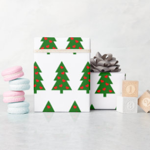Groene kerstboom met rode harten cadeaupapier