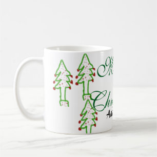 Groene kerstboom rode kersen vrolijke kerst mo koffiemok