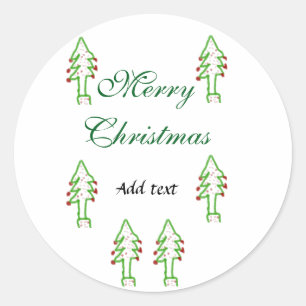 Groene kerstboom rode kersen vrolijke kerst mo ronde sticker
