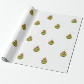 Groene Kerstboom Rode Ornamenten Inpakpapier (Uitgerold)