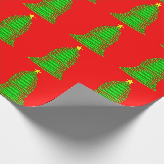 Groene kerstboom rood inpakpapier (Hoek)