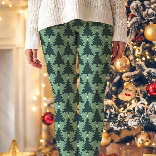 Groene Kerstboom Star Pattern Holiday Leggings