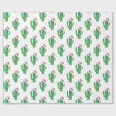 Groene kerstcactus met Santa Claus rood pet Cadeaupapier (Vlak)