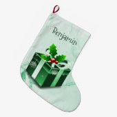 Groene kerstcadeau stoppen grote kerstsok (Voorkant (Hangend))