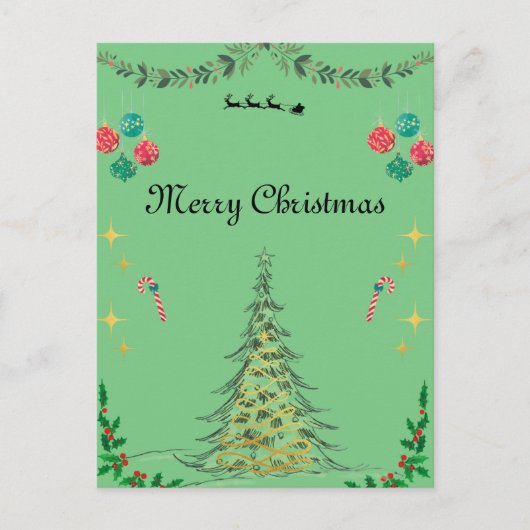 Groene kerstkaart briefkaart (Voorkant)