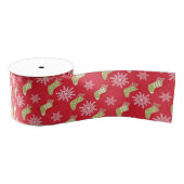 Groene kerstkousen en Snowflakes Red Grosgrain Lint (Spoel)