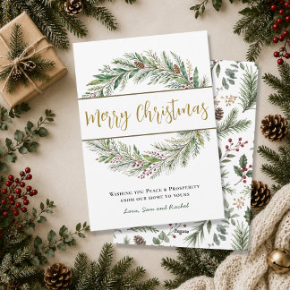 Groene Kerstkrans Merry Christmas Script Feestdagenkaart