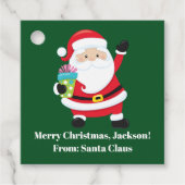 Groene Kerstman Custom Kinder kerstfeest Bedankjes Labels (Voorkant)