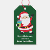 Groene Kerstman Gepersonaliseerd Kinder Kerst Cadeaulabel (Voorkant)