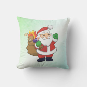 Groene kerstman met speelgoed kussen