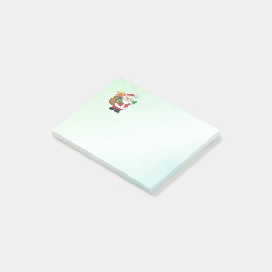Groene kerstman met speelgoed post-it® notes (Schuin)