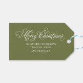 Groene Kerstmis Calligraphy Lettertype Cadeaulabel (Voorkant (Horizontaal))