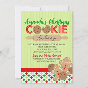 Groene Kerstmis Cookie Exchange Party Kaart