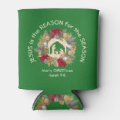 Groene Kerstmis JEZUS IS DE REDEN Koelbox Blikjeskoeler (Voorkant)