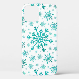 groene kerstsnowflakes op winterwit iPhone 12 pro hoesje