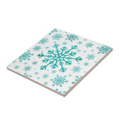  groene kerstsnowflakes op winterwit tegeltje (Zijkant)
