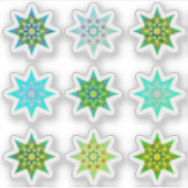 Groene Kerststerren kleurrijke sticker pack (Voorkant)