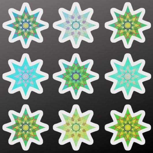 Groene Kerststerren kleurrijke sticker pack