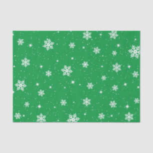 Groene Kerststerren Sneeuwvlokken Patroon Tissuepapier