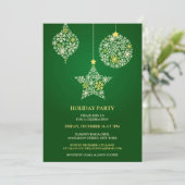 Groene Kerstvakantie feestuitnodiging Kaart (Staand voorkant)