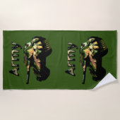 Groene Khaki Army Tank, Beach Towel Strandlaken (Voorkant)