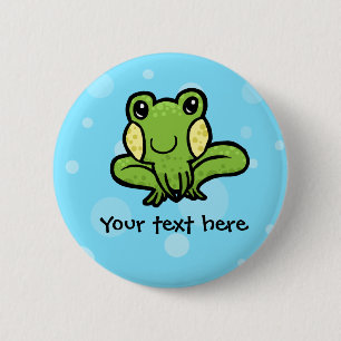 Groene kikker aanpasbare knoopbadge ronde button 5,7 cm