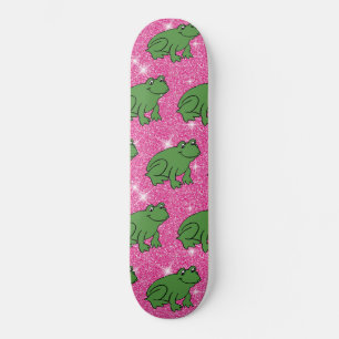 Groene kikker Amphibian Animals Pink Glitter Skateboard