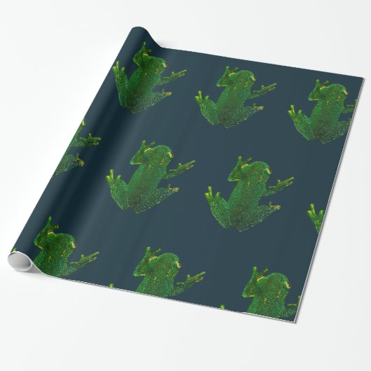 Groene kikker cadeaupapier (Uitgerold)