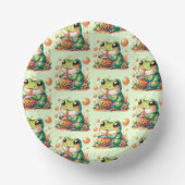 Groene kikker Drink Sinaasappel Boba Pattern Papieren Kommen (Voorkant)