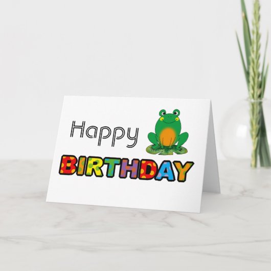 Groene kikker gelukkige verjaardag kaart (Voorkant)