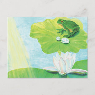 Groene kikker genieten van zonnestralen illustrati briefkaart