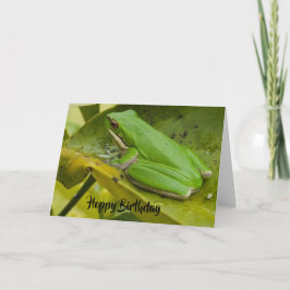 Groene Kikker Hoppy Verjaardag Kaart