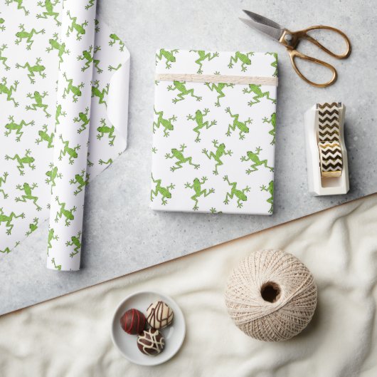Groene kikker inpakpapier, vijverdier cadeauverpak cadeaupapier (Crafts)