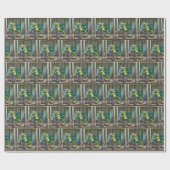 Groene kikker met een bierfles cadeaupapier (Vlak)