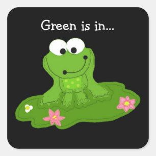 Groene kikker met uitpuilende ogen vierkante sticker