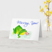 Groene kikker 'Missing You!' Kaart (Gele Bloem)