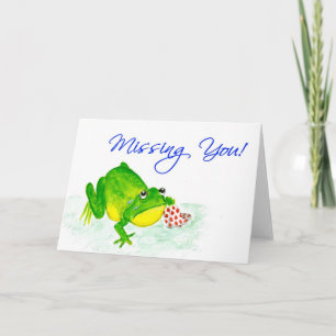 Groene kikker 'Missing You!' Kaart