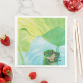 Groene kikker onder Lily Pad Servet (Insitu)